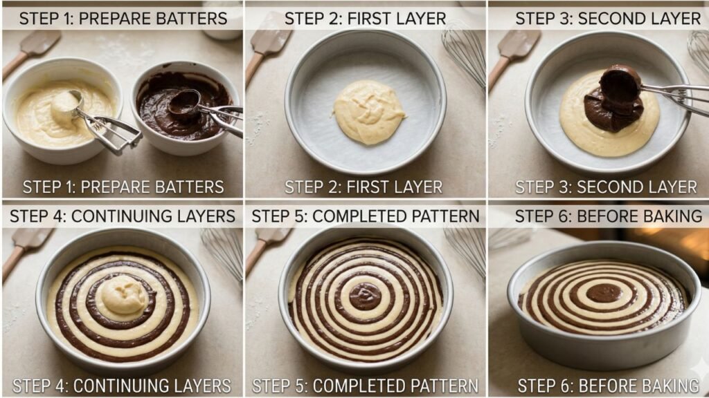 a photo of the layered batter before baking