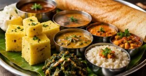 Illustrative Indian thali and curries for Big Suchir Restaurant and Banquet menu guide