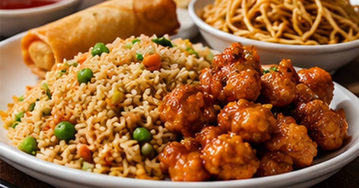 Illustrative Chinese rice and noodle dishes for China King Blythewood menu guide