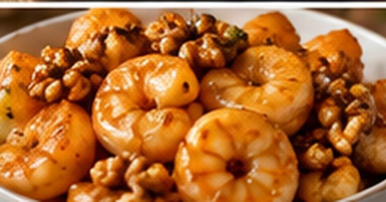 Panda Express honey walnut shrimp copycat with crispy shrimp and candied walnuts