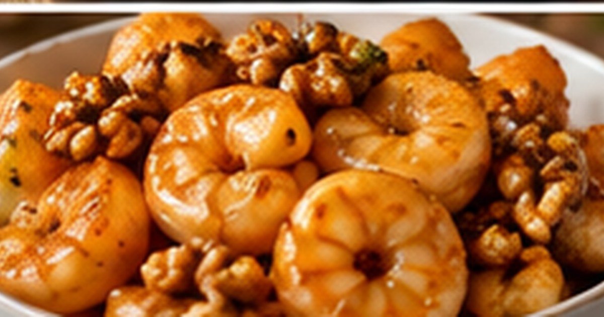 Panda Express honey walnut shrimp copycat with crispy shrimp and candied walnuts